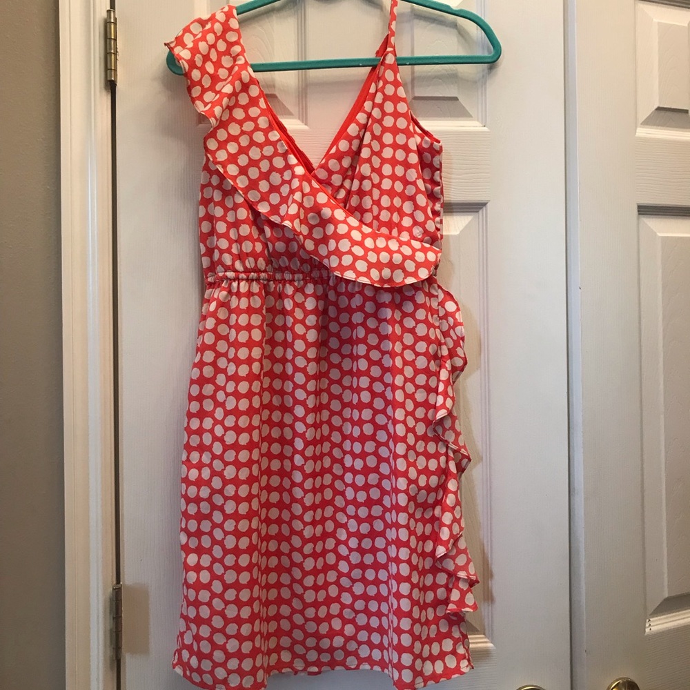 Collective concepts asymmetrical dress w/ ruffles.